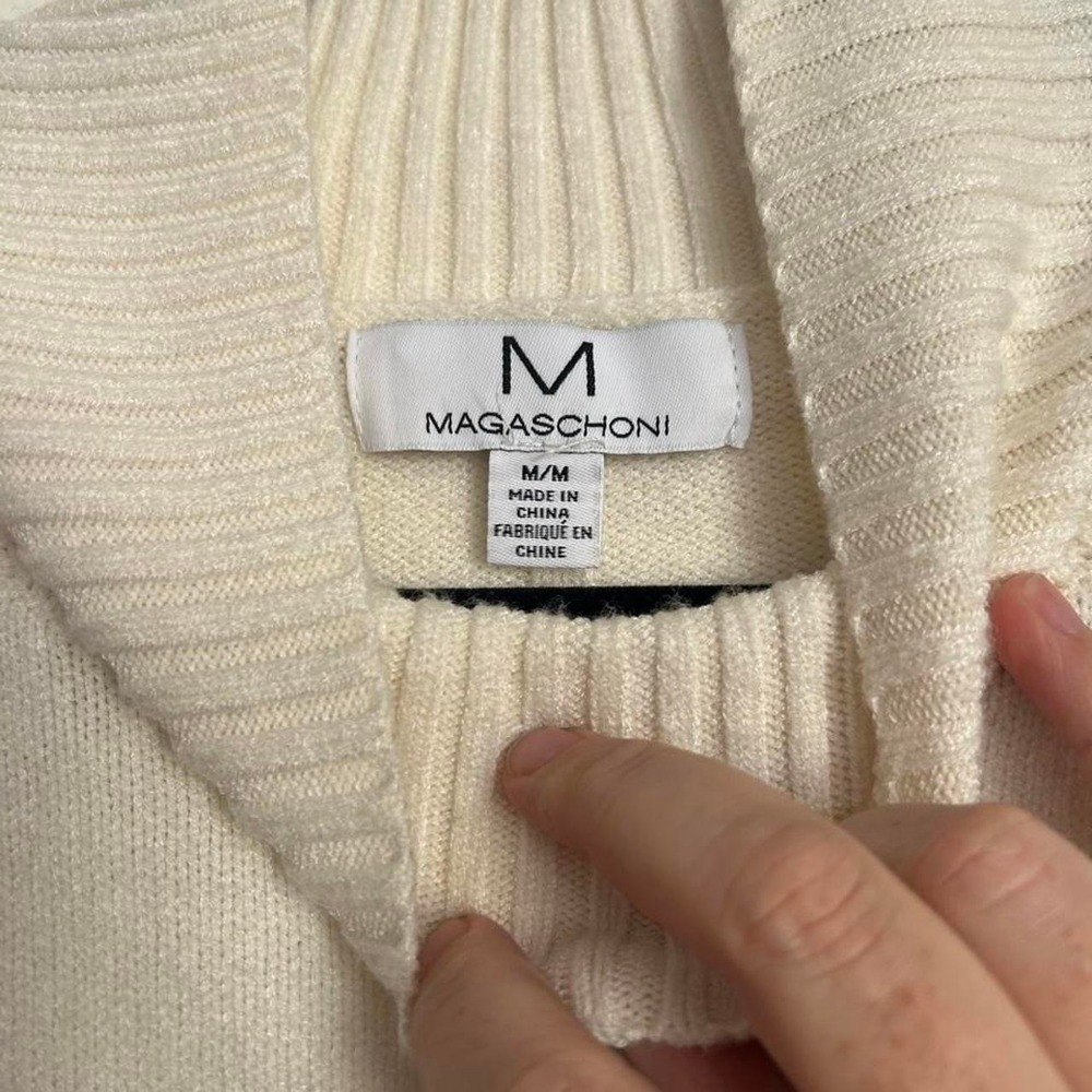 Magaschoni Cream Mock Neck Sweater M - Picture 2 of 4